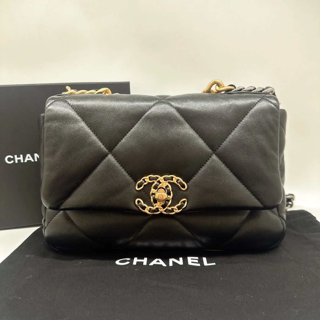 99新 Chanel/香奈儿 香奈儿19bag黑金小号 99新