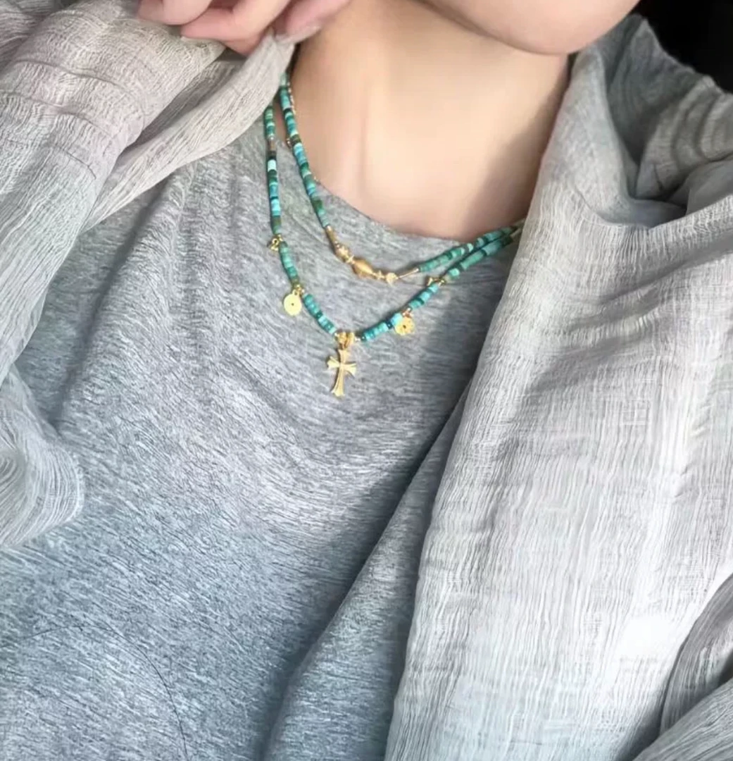 非金属木质项链 小辣椒同款长款百搭十字架项链