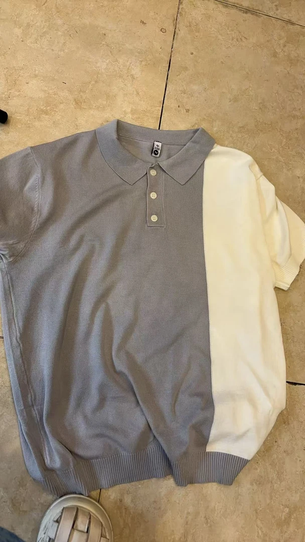 拼色针织翻领polo衫
