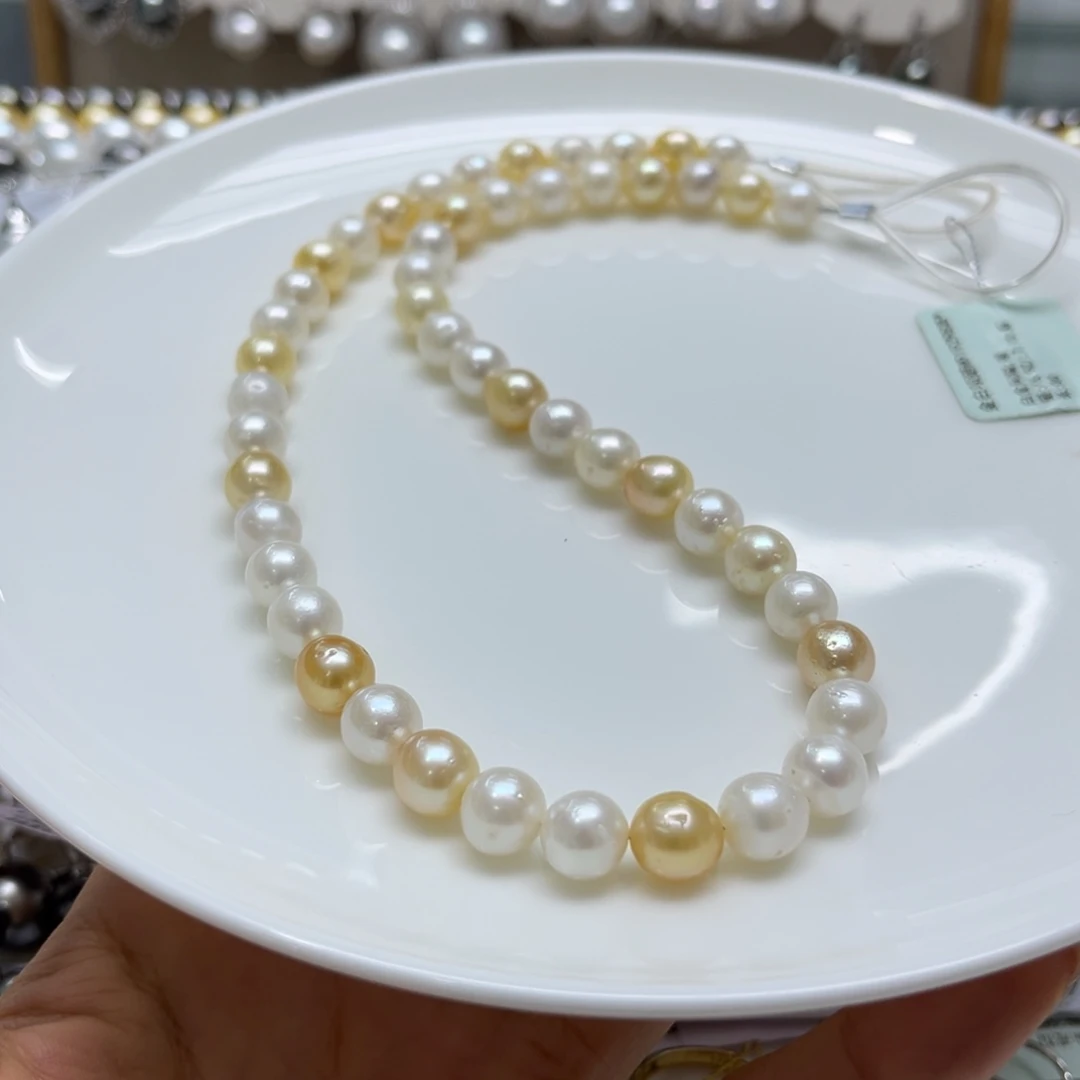 海水珍珠银S925镶嵌项链7-9mm