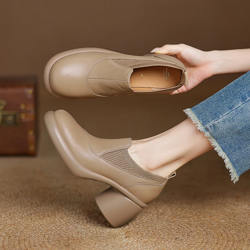 羊皮/7cm/春秋百搭真皮软底复古春季厚底英伦风时尚休闲圆头单鞋