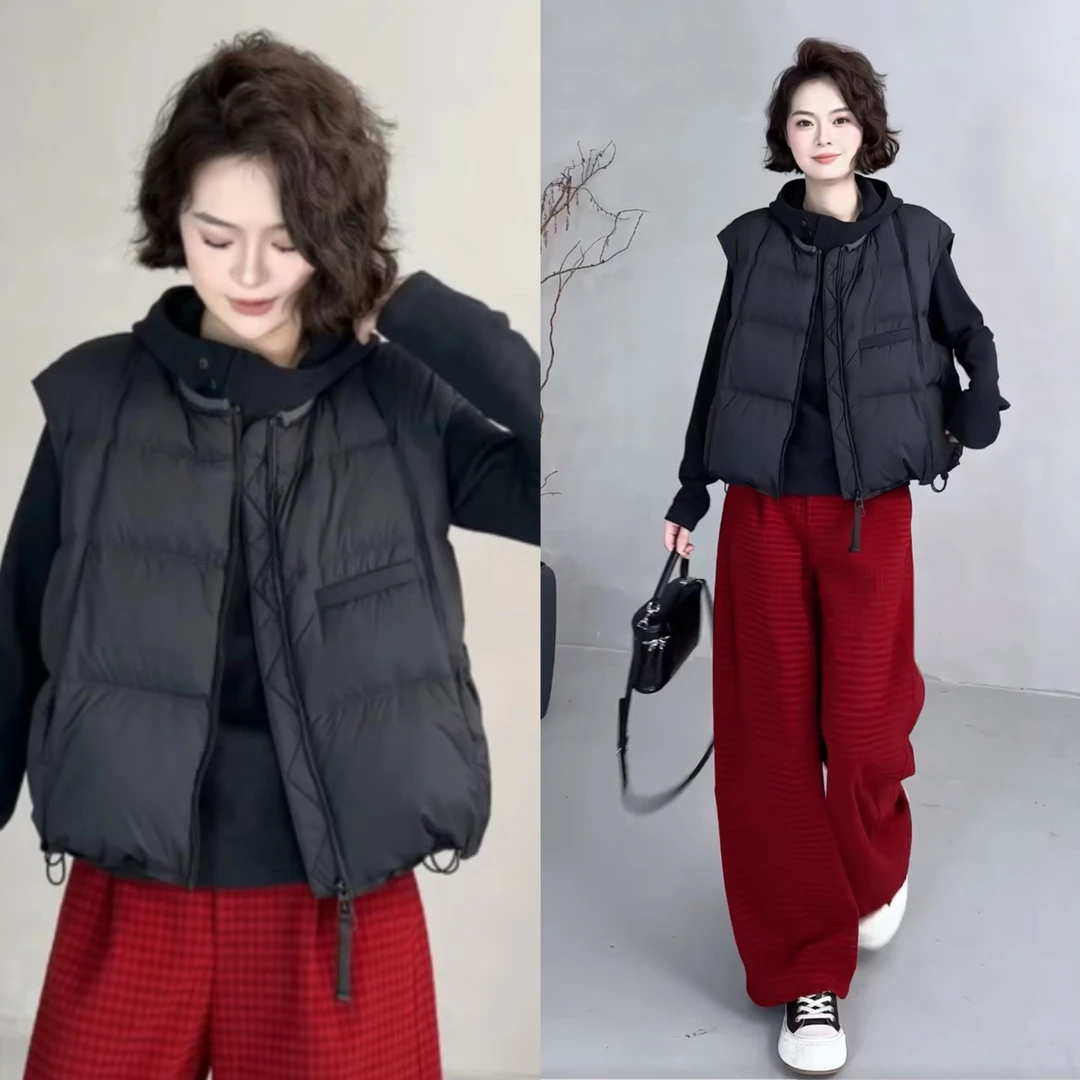 正版爆款高级感白鸭绒时尚马甲女装2025秋冬时尚超好看马夹短外套