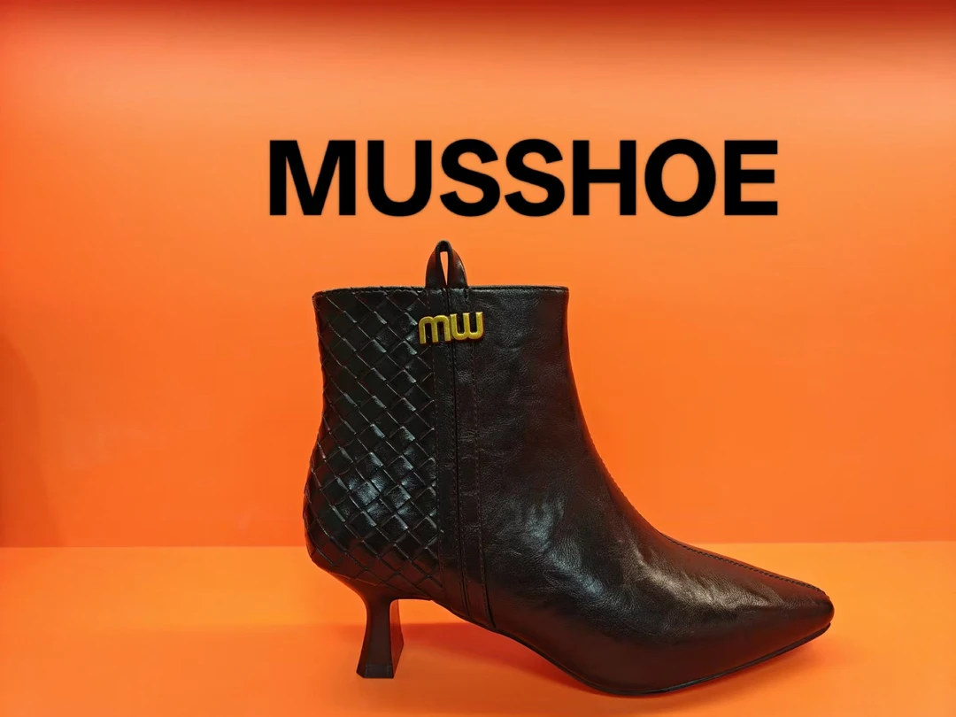 MUSSHOE新款RX039尖头细跟时尚百搭气质短靴（呆哥）
