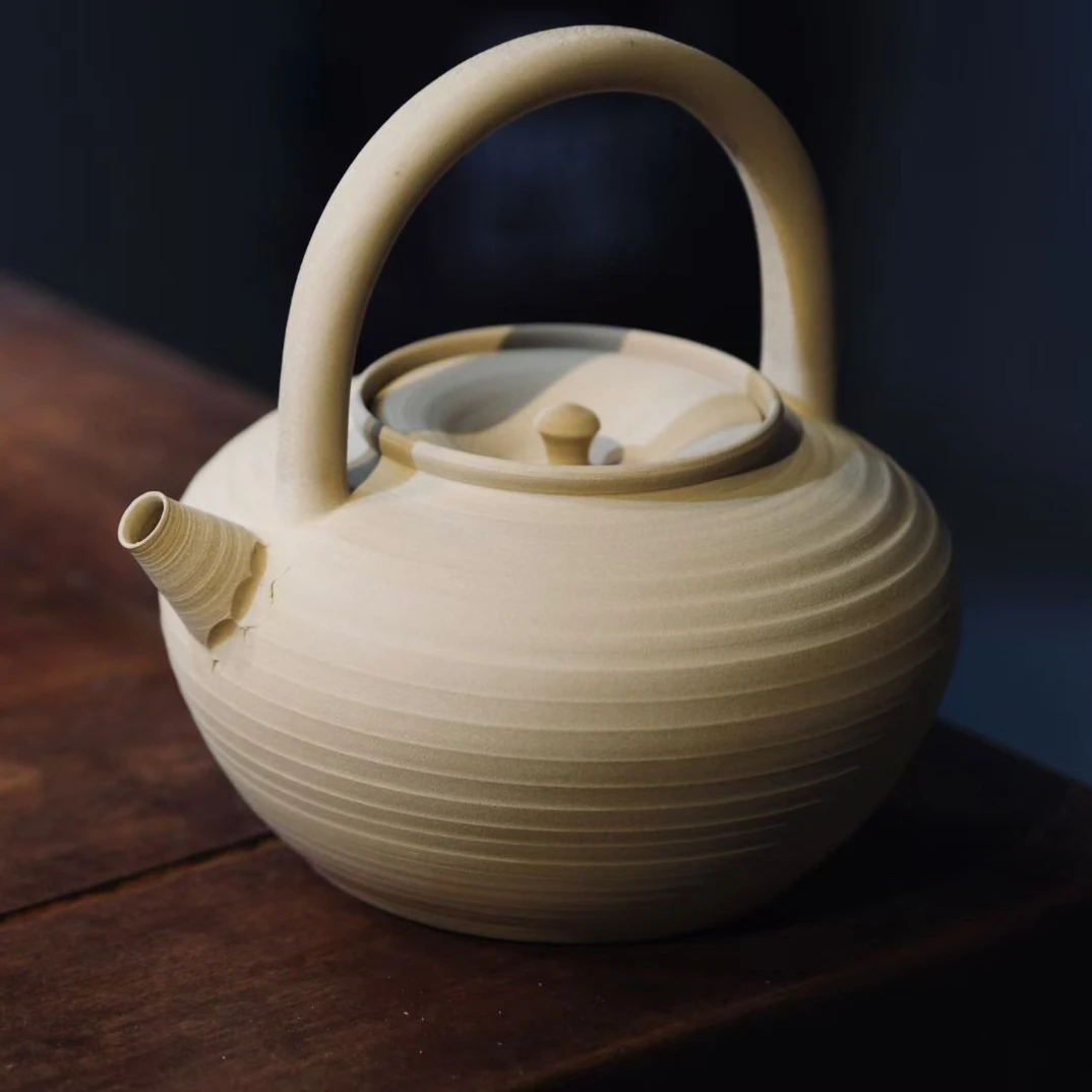 【小崔的茶事】苏铭智白泥提梁砂铫壶潮州纯手工手拉煮水壶500cc
