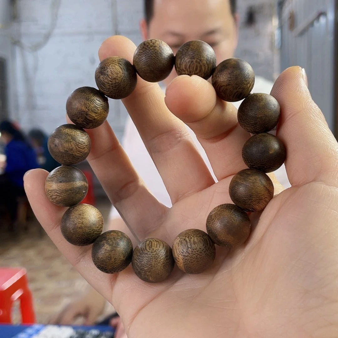 沉香手串海南老白棋圆珠单圈1.5/17克多样性发一
