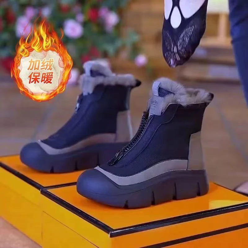 K-1马丁靴雪地靴轻职风朋克风棉靴运动风休闲风秋冬拼色