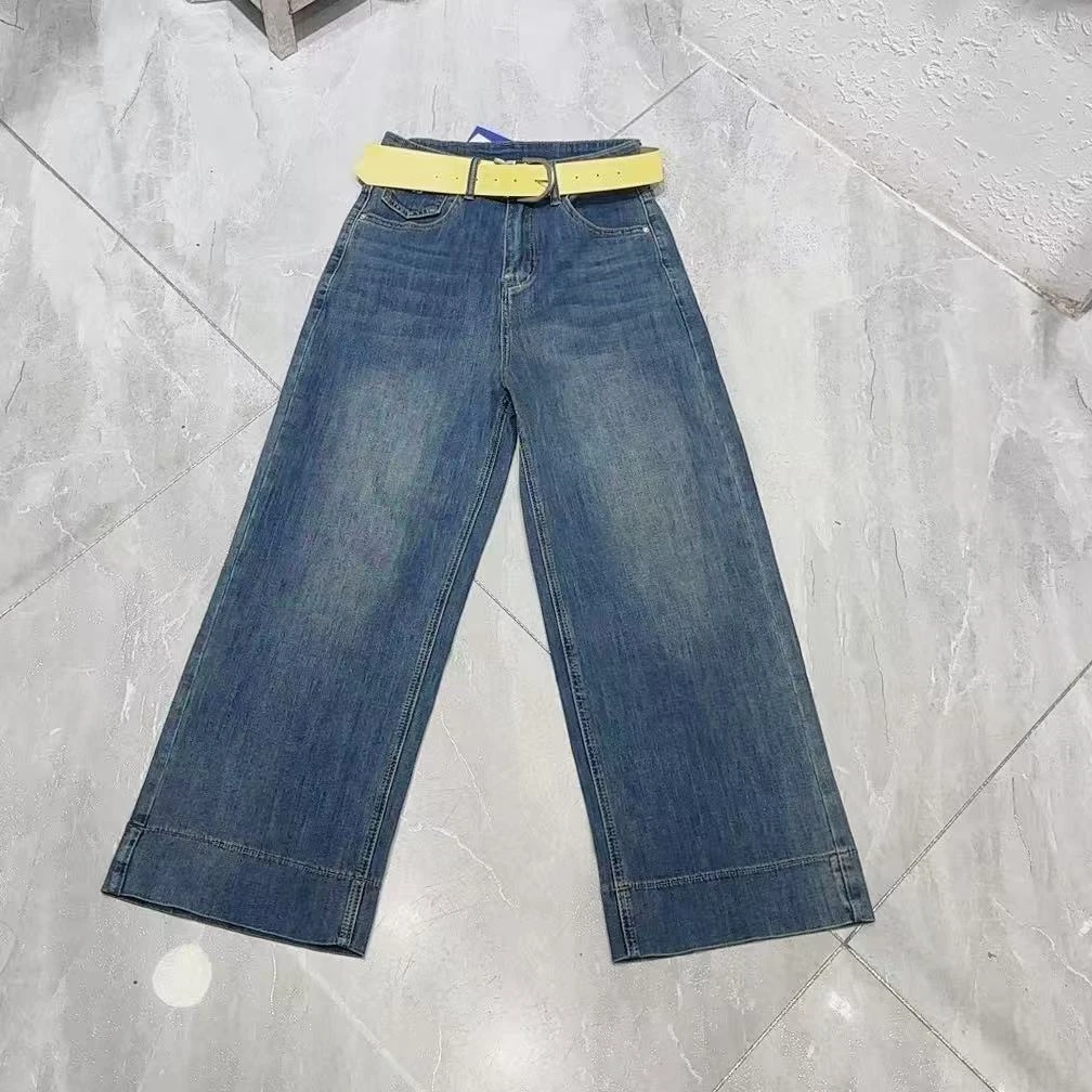 《丽丽家》时尚款阔腿牛仔裤女春秋季2025新款九分裤显瘦直筒裤子