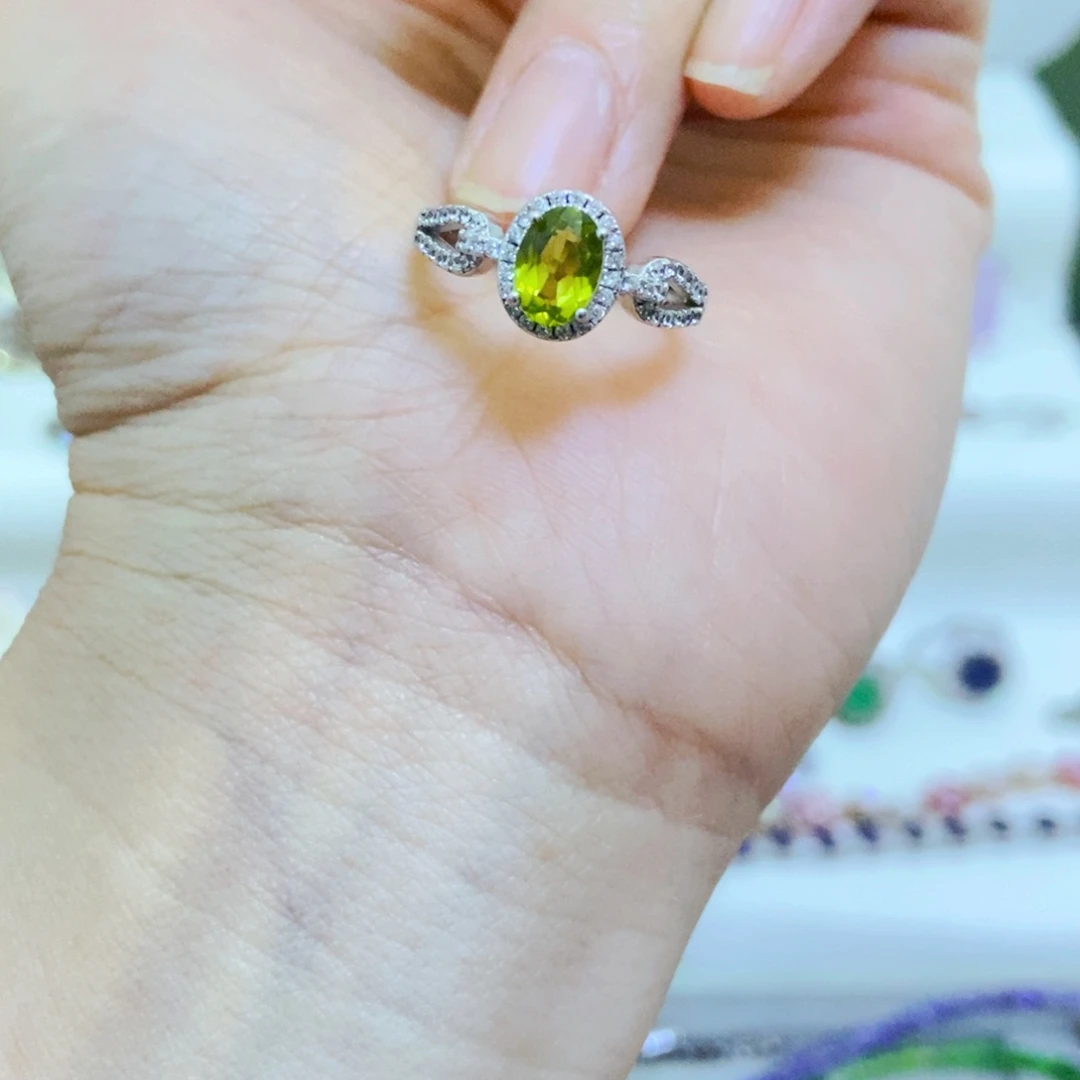 银S925镶嵌戒指橄榄石