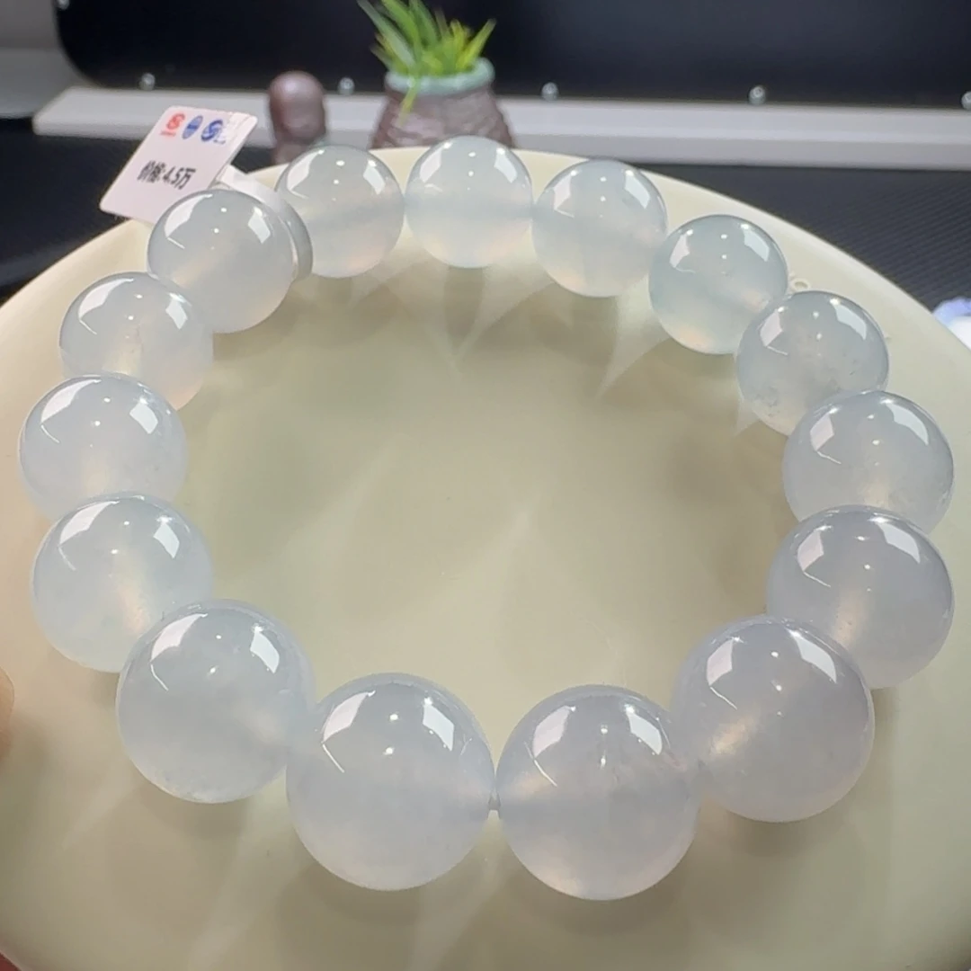 翡翠手链未镶嵌大白冰单圈卡14左右