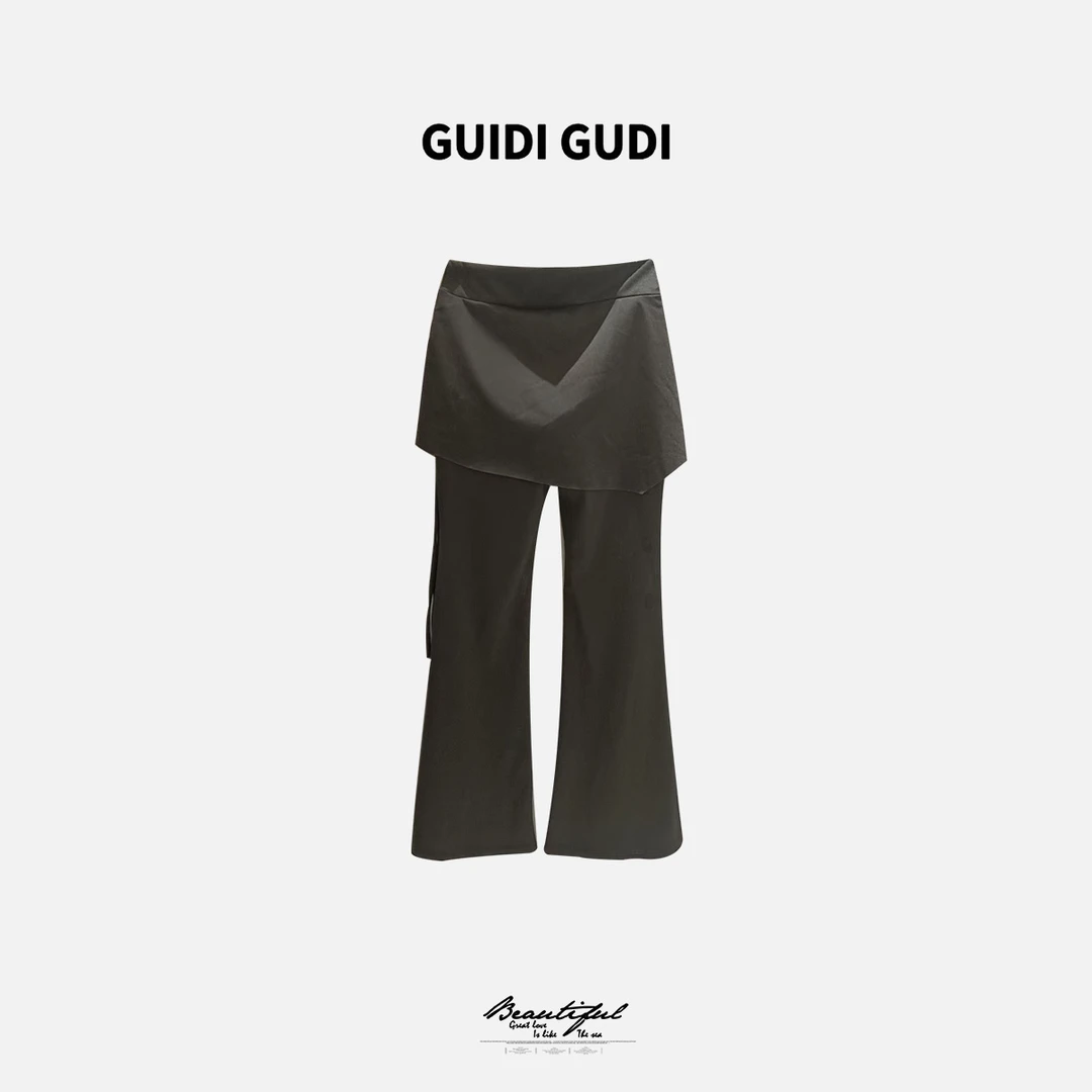 GUIDI GUDI【抹抹哒】黄加蓝气质百搭屁帘休闲裤