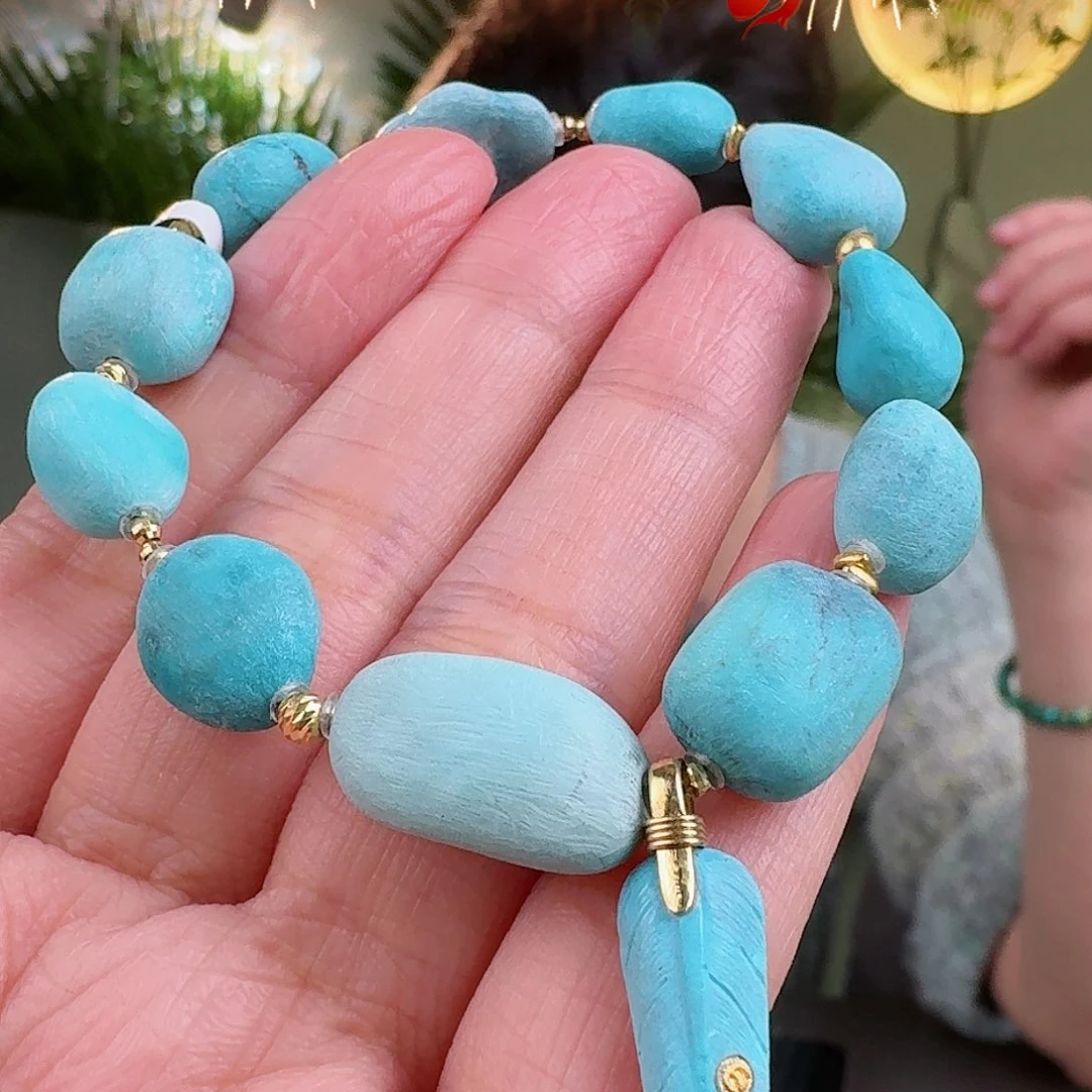 绿松石珠宝奇石18K金镶嵌