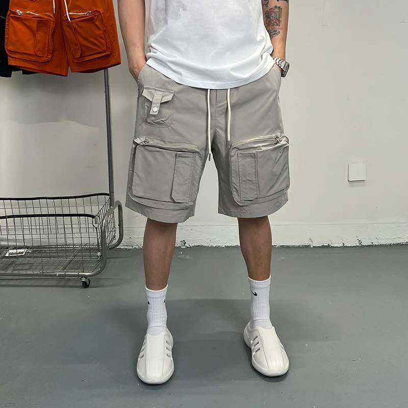 夏季新裤子男士多口袋工装休闲短裤百搭拉链口袋五分潮流通勤中裤