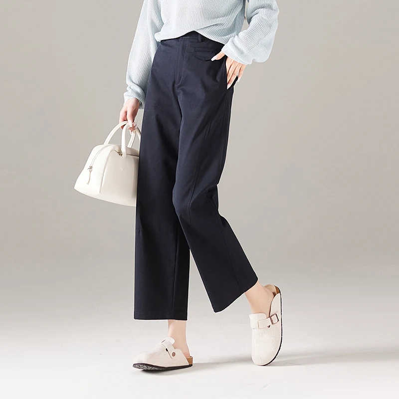 索菲丝尔春秋季新款高腰时尚百搭显瘦直筒裤休闲裤九分裤女511058