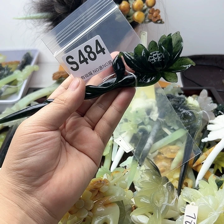 蛇纹石玉发饰合金凤**赏