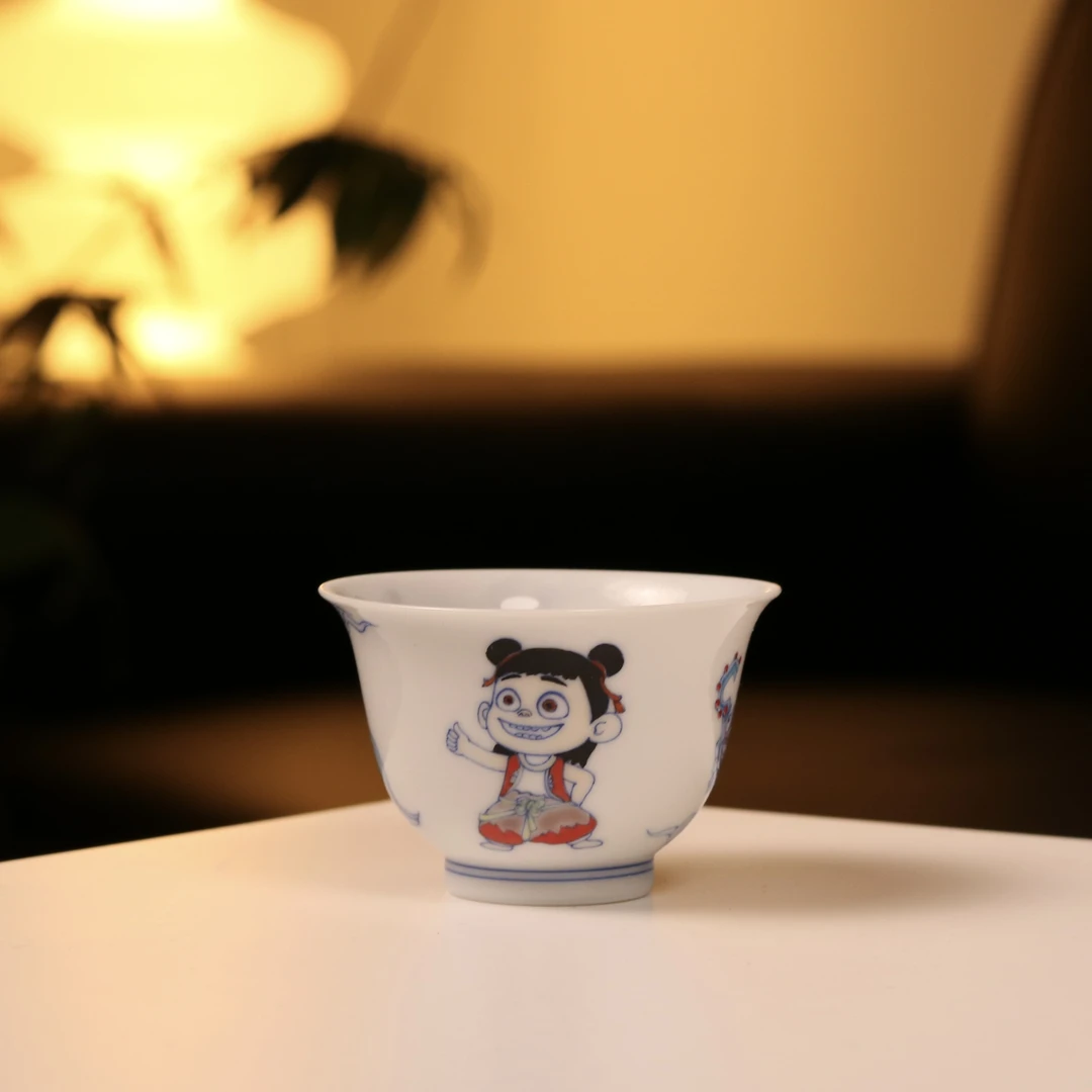 舒月观风 景德镇斗彩手绘哪吒主人杯茶杯 80cc