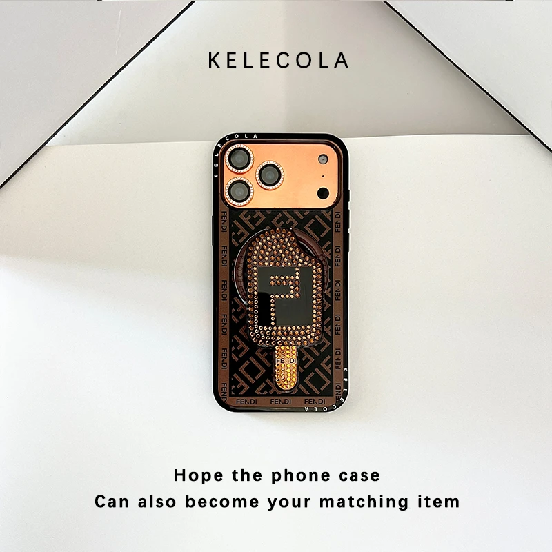 【磁吸壳-黑棕双F】适用于苹果13 14 15 16 17promax手机壳