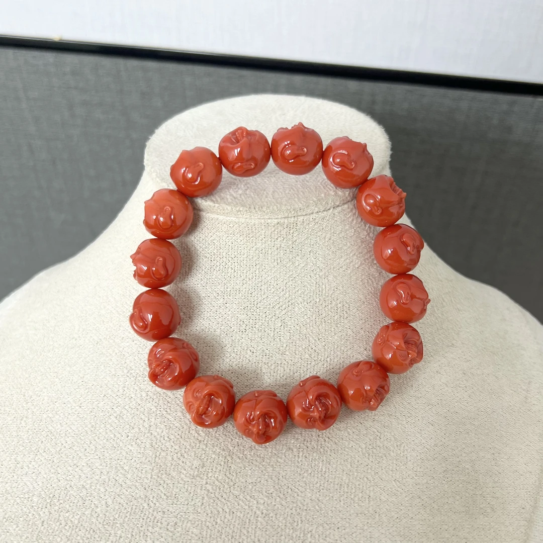 【沐言优选】姑娘雕刻13m佛头笑脸手链A655