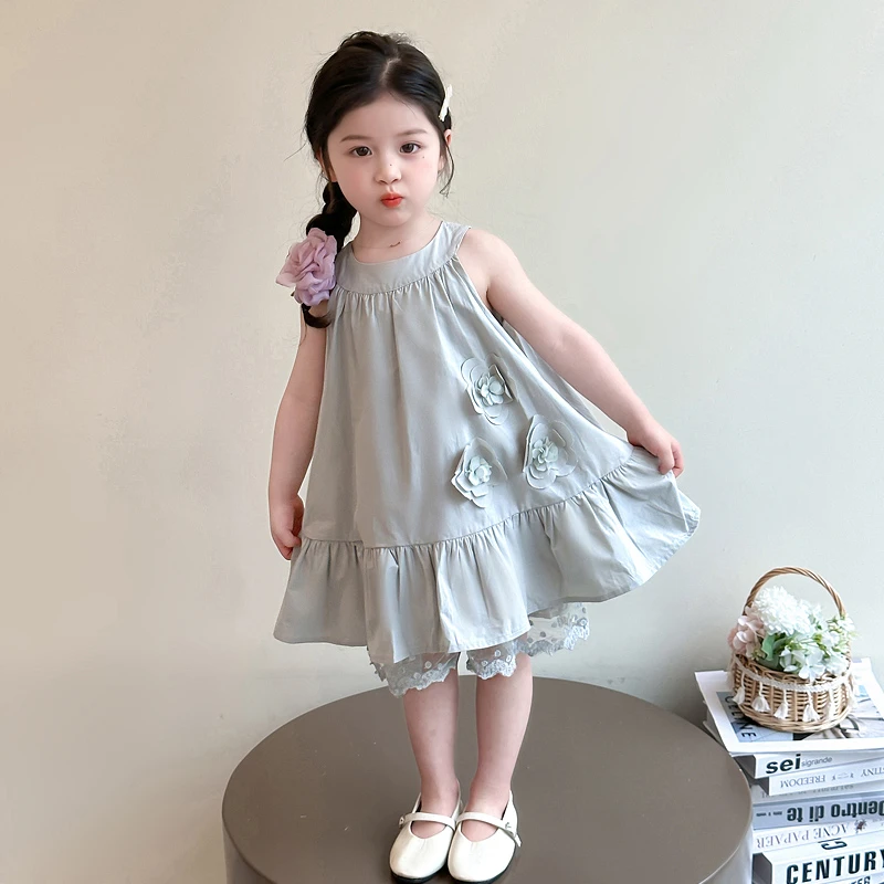 女童夏季裙子2025新款洋气时髦漂亮韩版儿童小女孩夏装无袖连衣裙