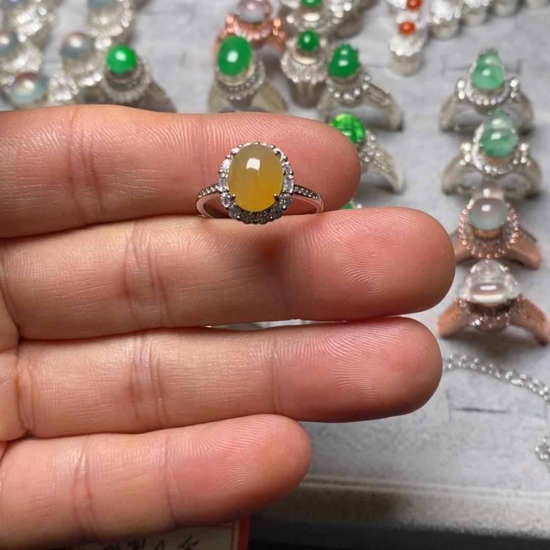 翡翠银S925镶嵌戒指