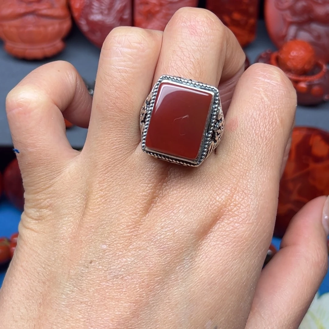 南红玛瑙银S925镶嵌配饰