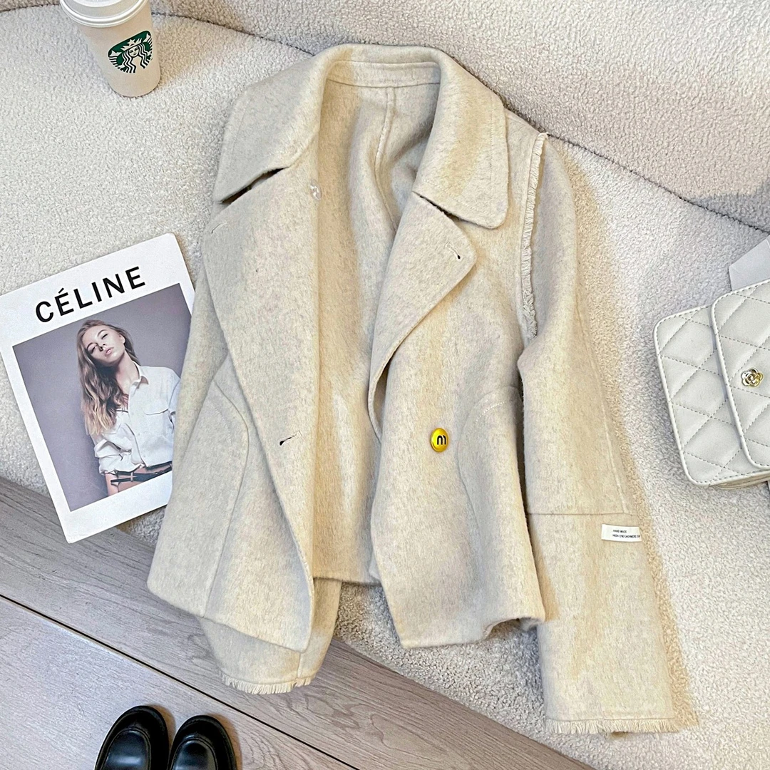 秋冬羊毛双面呢大衣女2025早春新款韩版小个子气质毛呢子春天外套