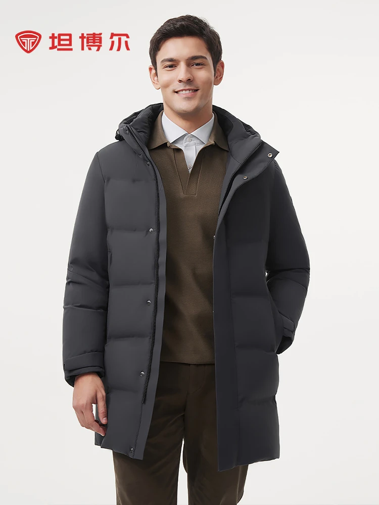 24年冬季新款男无缝直充经典连帽中长款循环蓄暖科技羽绒服