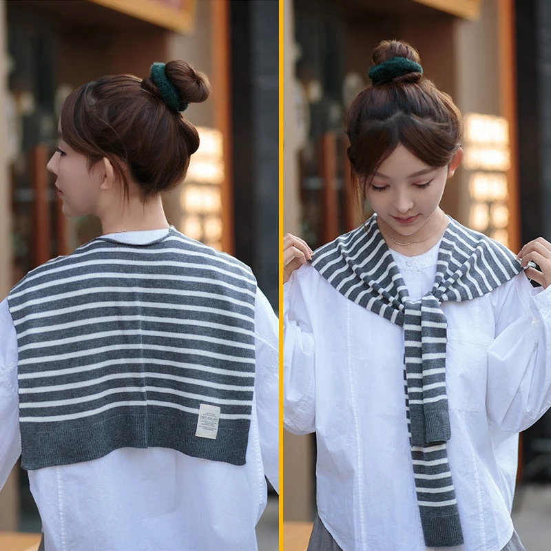 条纹针织披肩女外搭搭裙子搭衬衫网红护肩颈女士空调披肩搭肩夏季