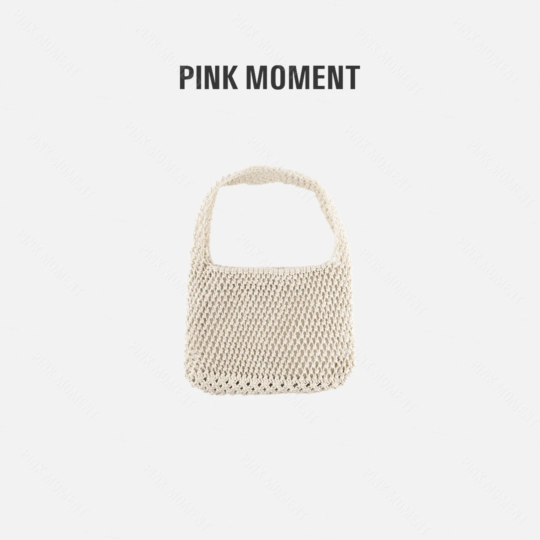 PM王囡囡 米白色网格镂空编制包 ND1C1389