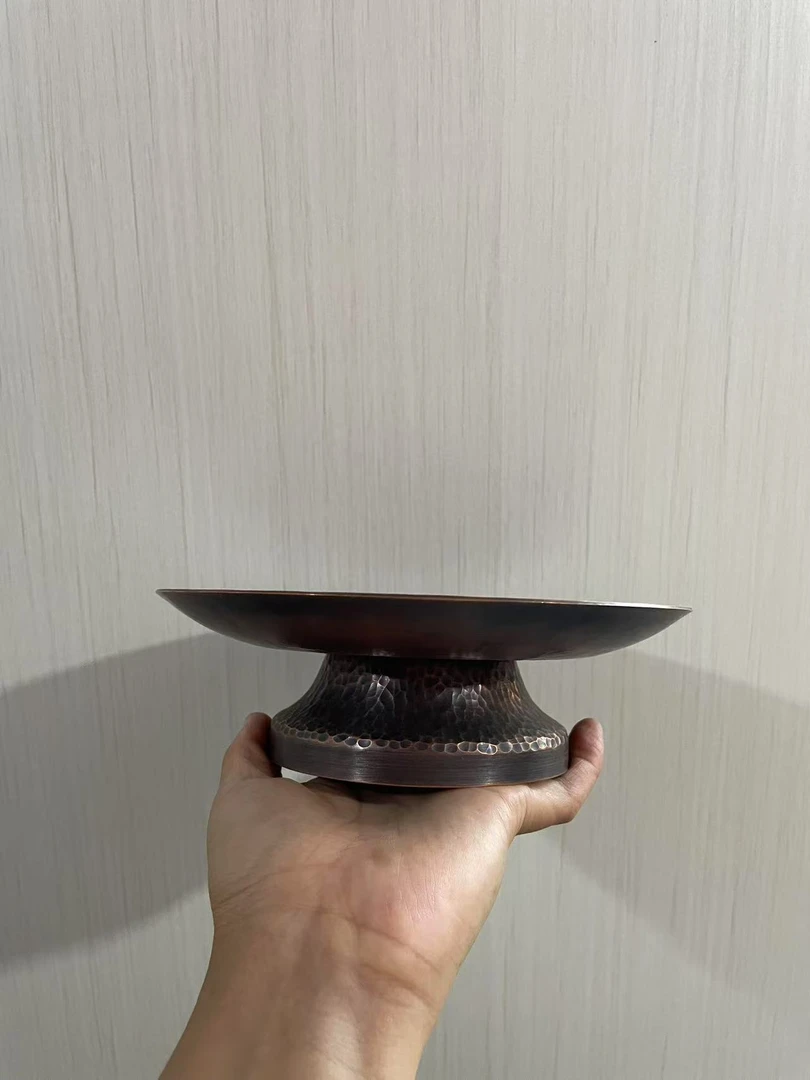紫铜烧水壶紫铜壶壶承纯手工纯铜盘