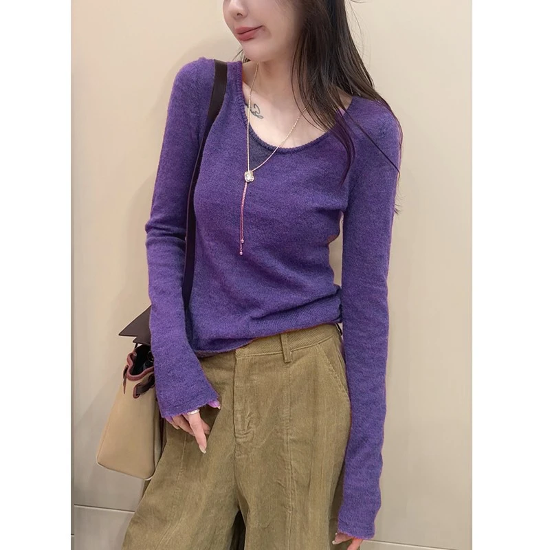 迪士意V领轻薄自发热打底衫 锁温 高弹力洋气高底衫 毛衫显瘦保暖