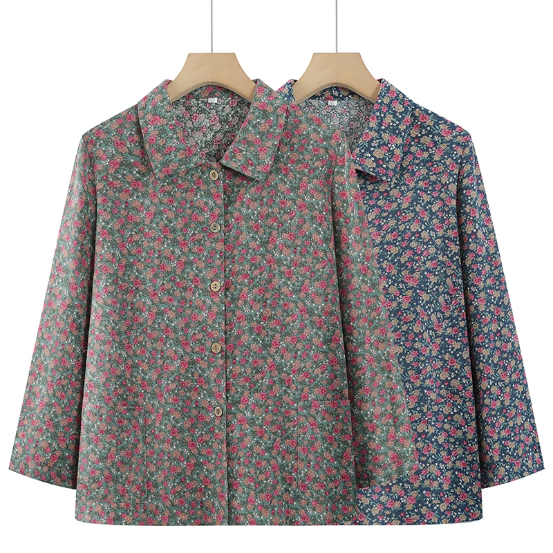 中老年妈妈春秋衬衣老太太夏季衬衫奶奶装夏装上衣50-60岁衣服