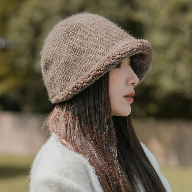 羊毛呢渔夫帽女秋冬季2025新款大头围显脸小加绒保暖盆帽包头帽子