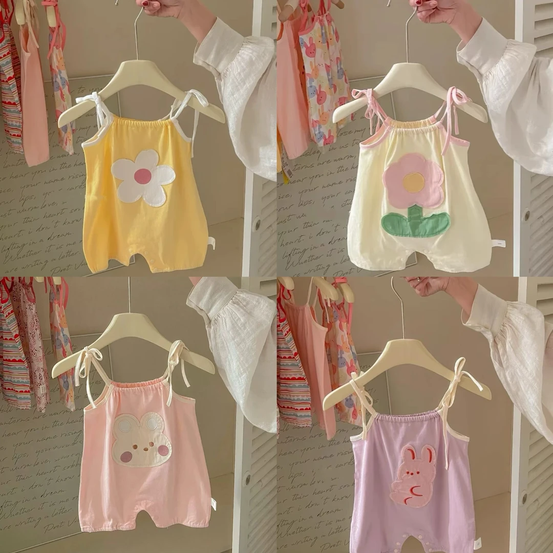 【纯棉吊带】婴儿夏季连体衣宝宝可爱卡通吊带哈衣爬服