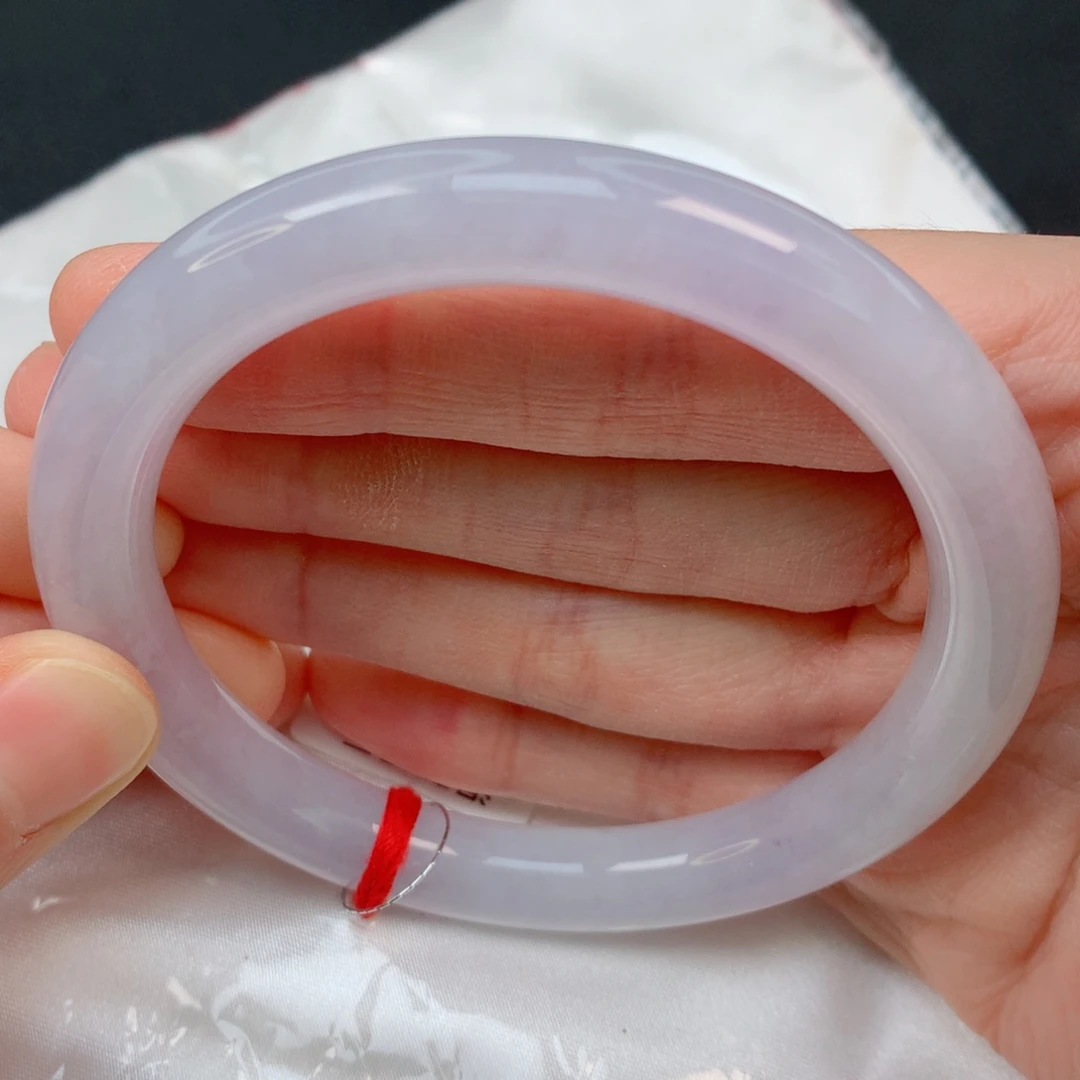 未镶嵌手镯翡翠59小圆条，浅紫均匀， 甜美耐看，011