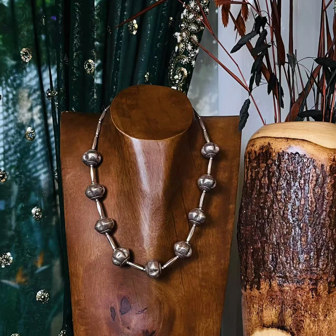 坠链均足银 【泰云匠】泰国手工足银110.02克南瓜珠项链