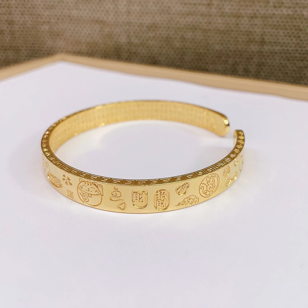 足银手镯 足银手镯 足银999吉言背心经开口手镯