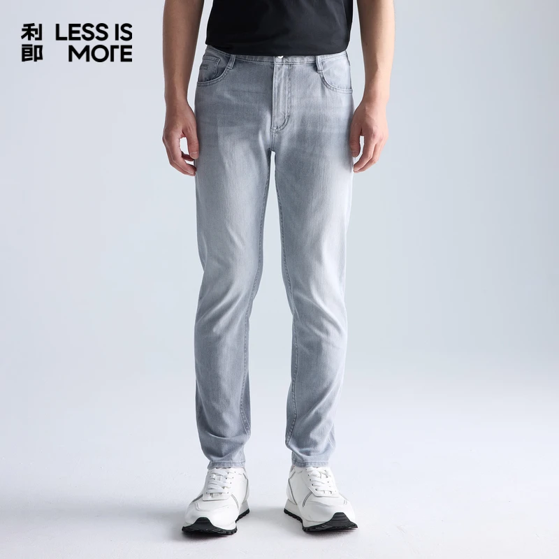 【时尚水洗蓝】利郎LESSISMORE春夏薄款弹力浅色百搭男士九分牛仔裤