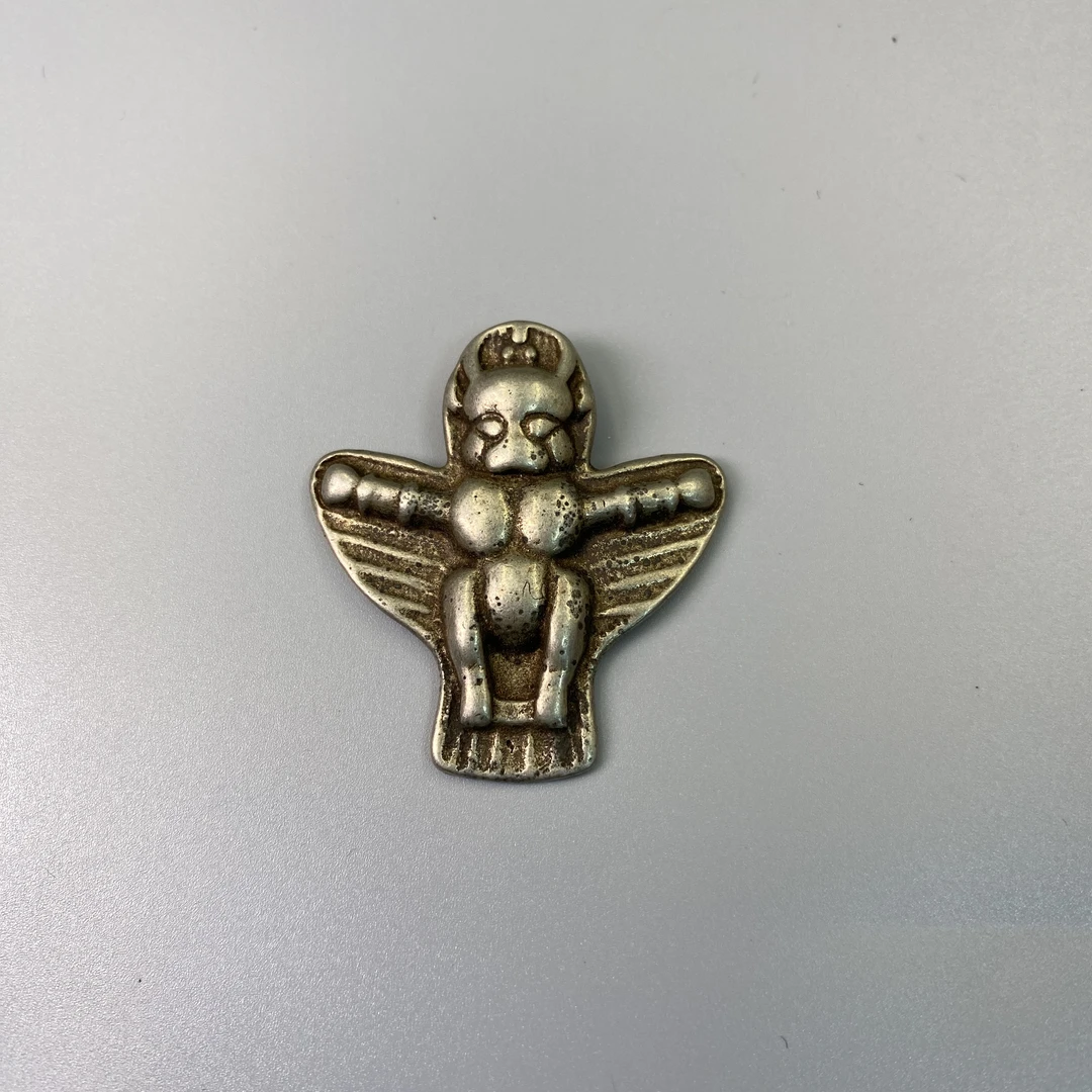 小年份藏传白铜大鹏金翅鸟随身佩益合/2501-140