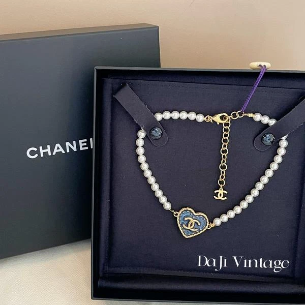 大吉中古/Chanel香奈儿24P丹宁爱心珍珠项链
