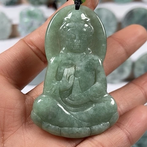 翡翠颈饰未镶嵌观音福利洒黄翡翠