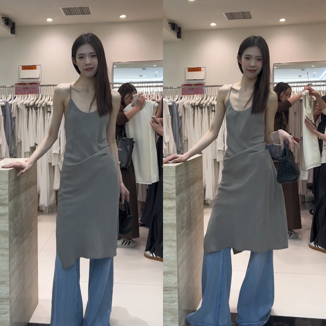 福秒-高级感显瘦的！后露背交叉带吊带连衣裙 （TM11216#）TM