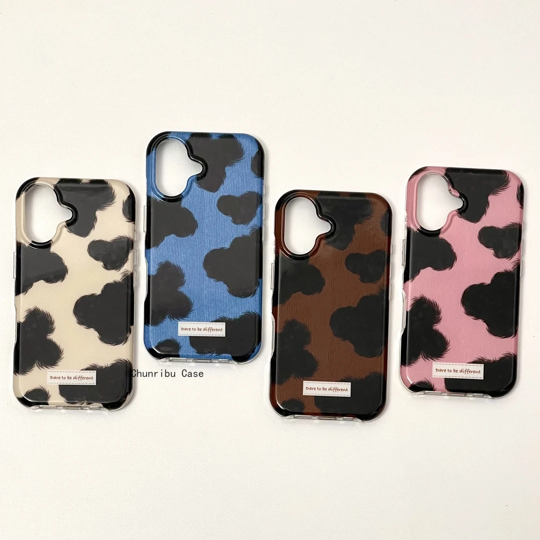 高级感秋冬奶牛纹适用苹果17/16promax手机壳ai按键保护15/14/13