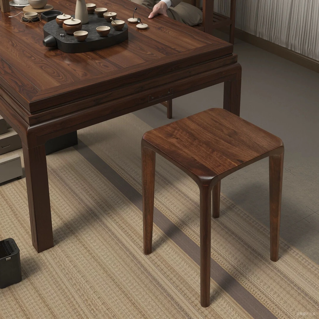 【源头工厂】北美黑胡桃木望月方凳边几全榫卯