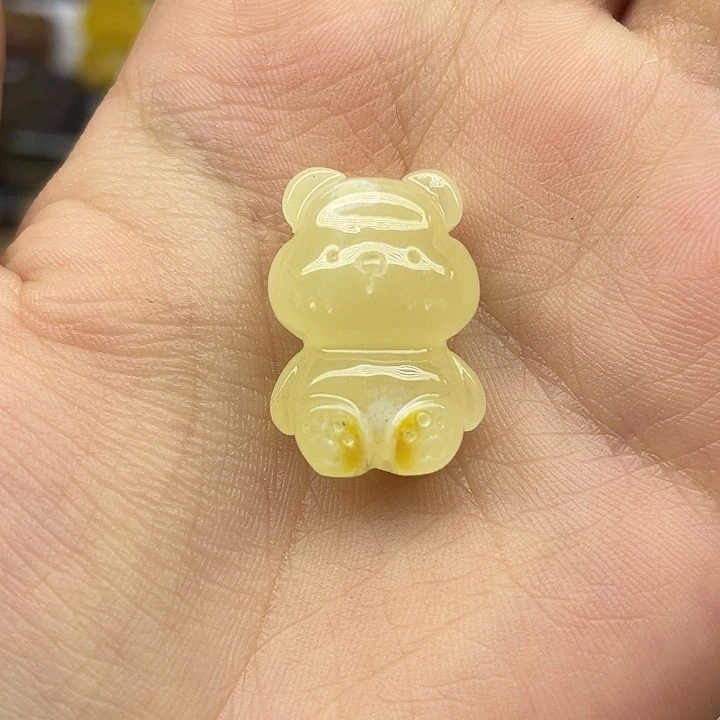 未镶嵌琥珀裸石天然琥珀蜜蜡小小白熊2.3g