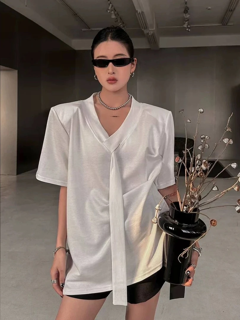 5867【PINGJIE】2025高货时尚宽松休闲潮流舒适百搭洋气短袖