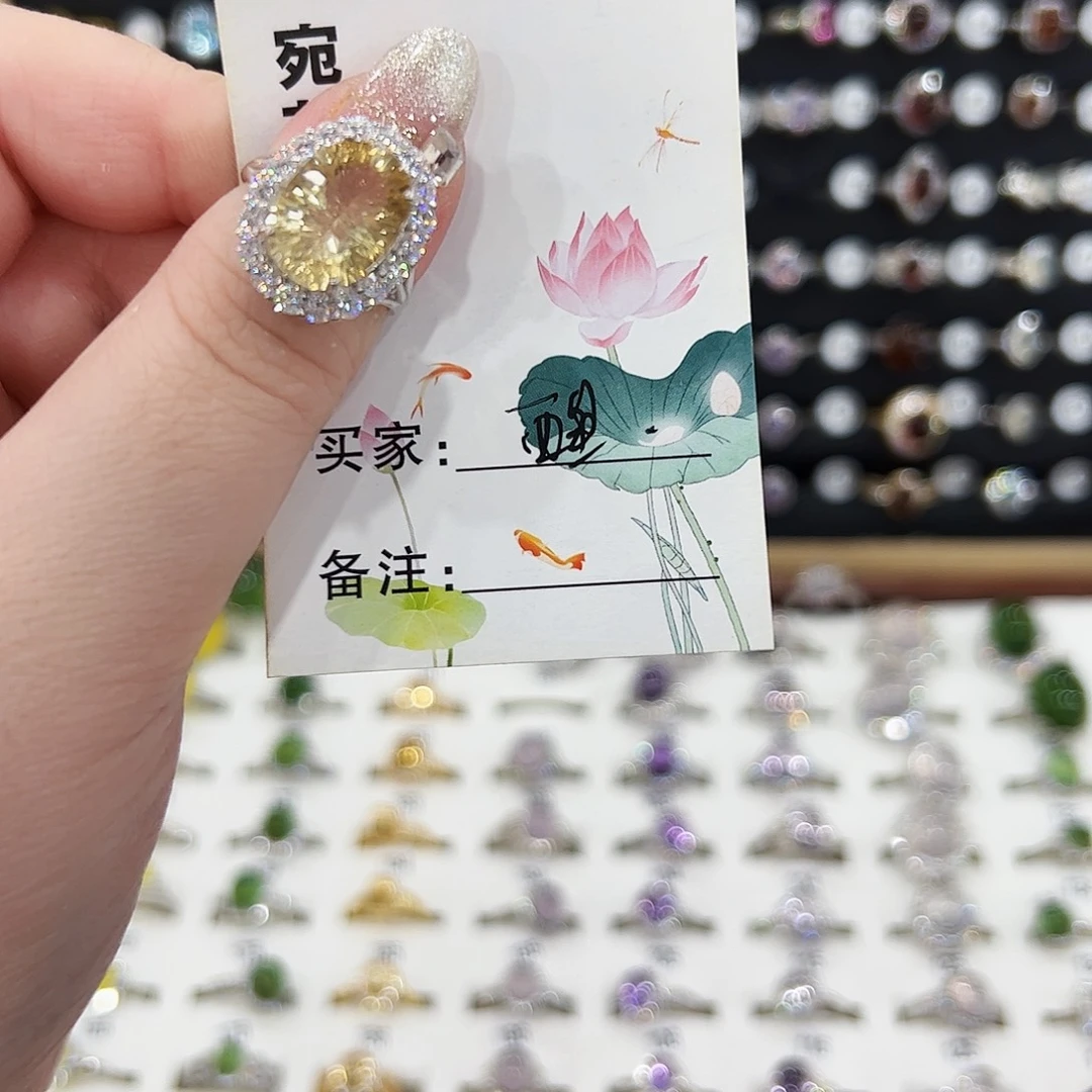 醒***_水晶戒指银S925镶嵌戒指
