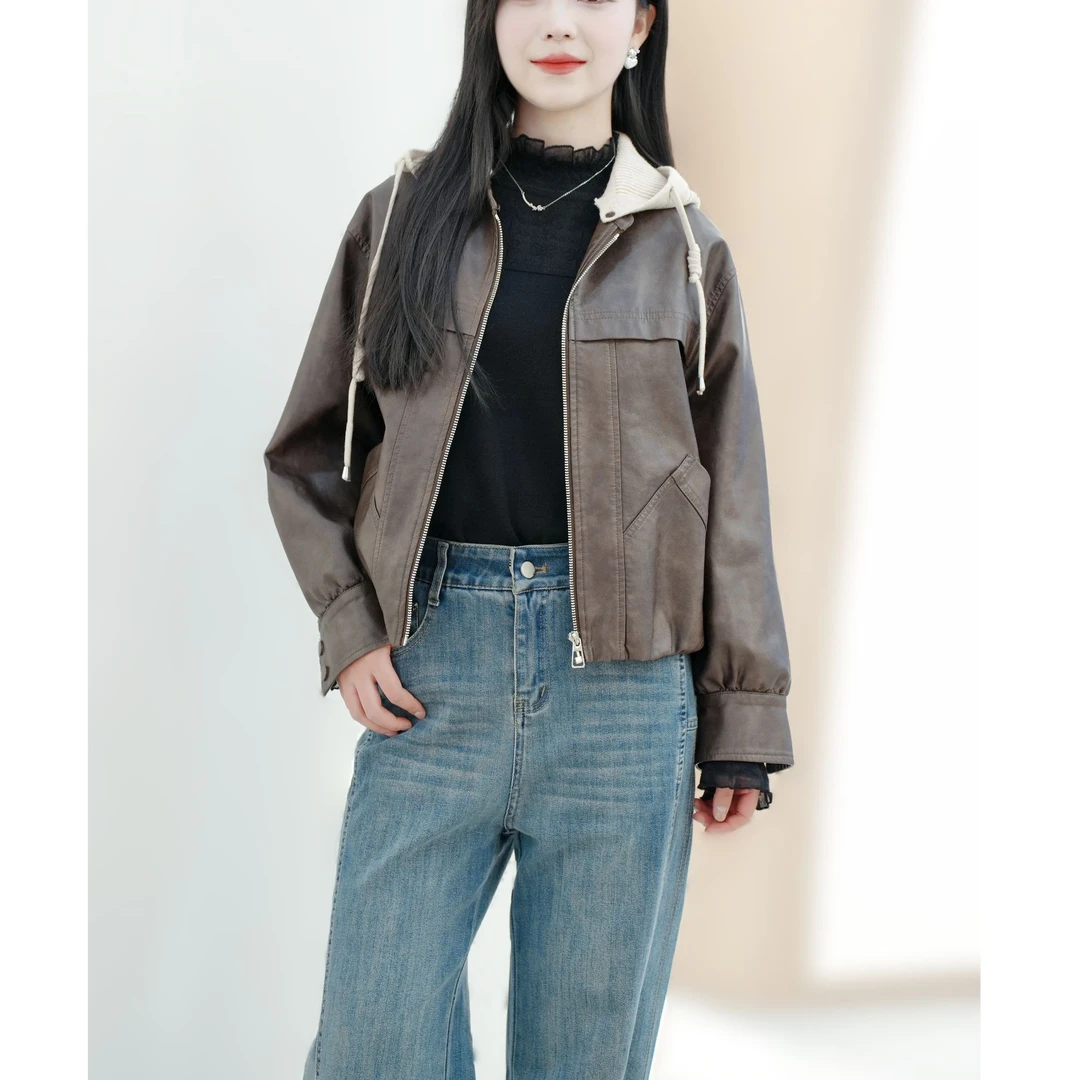 H5102312回味依衣2025春季新款女士连帽时尚夹克外套