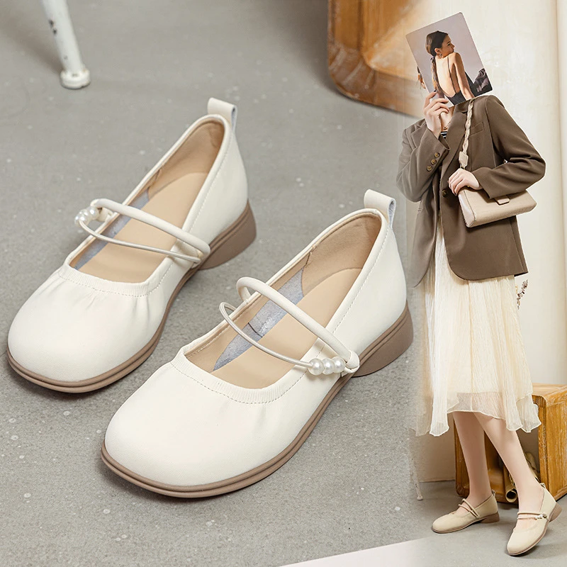 大码女鞋41—43法式玛丽珍女2025春夏新款百搭软底浅口仙女风单鞋