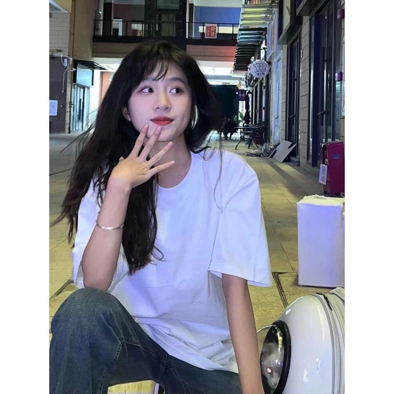 B01-B70短袖袖抗皱圆领短袖螺纹方领T恤ins百搭甜辣千金风