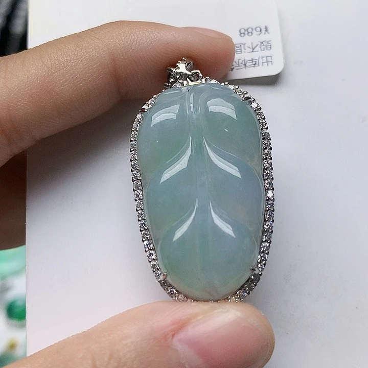 颈饰银S925镶嵌翡翠天然翡翠